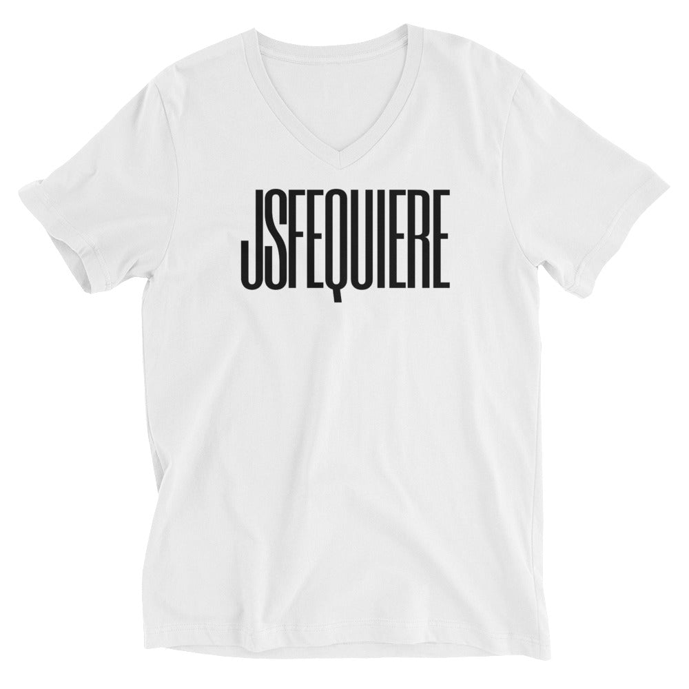 JSFEQUIERE-Unisex Short Sleeve V-Neck T-Shirt (white)