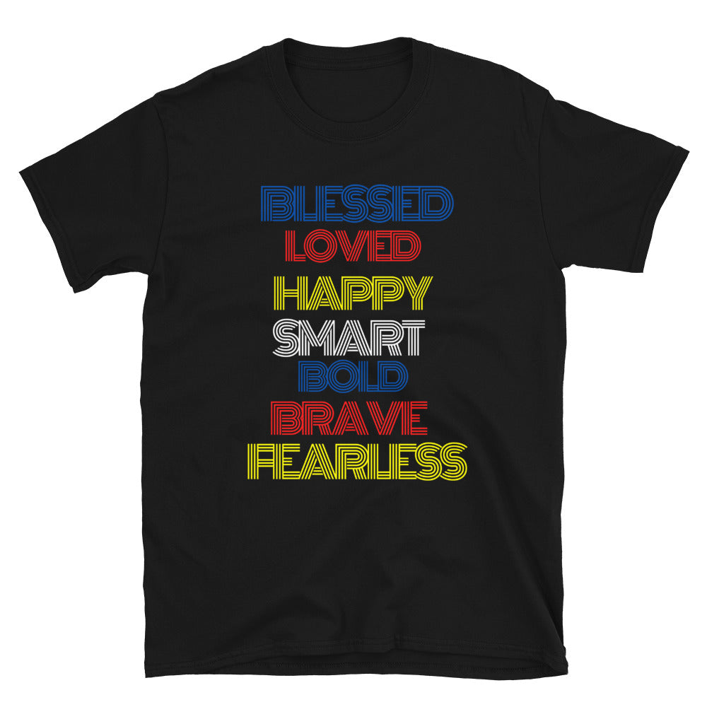 JSFEQUIERE-BLESSED, LOVED,- Short-Sleeve Unisex T-Shirt (black)